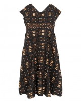 Flare V-Neck Dress - Motif in Black Flare V-Neck Dress - Motif in Black
