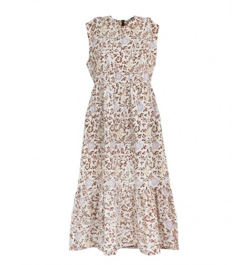 Gather Dress - Flowery Brown Gather Dress - Flowery Brown