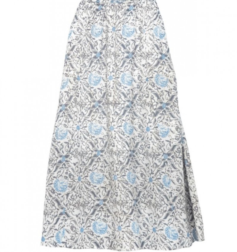 Gather Skirt - Blue & Gray