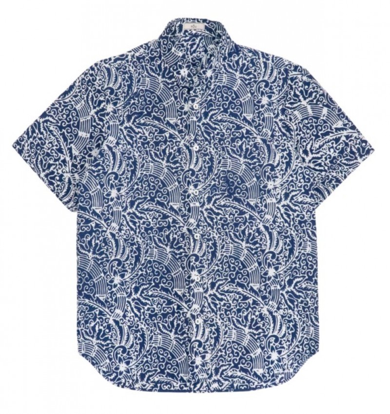Casual Short Sleeves Shirt - Navy Bamboo